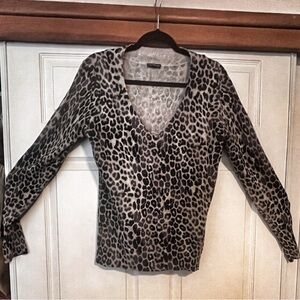 Express leopard print pullover, v-neck sweater